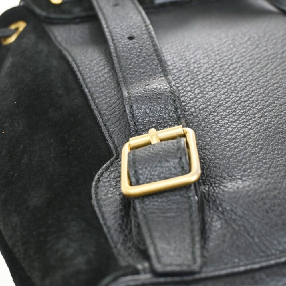 Gucci Vintage Bamboo Backpack Suede Black Suede Backpack Bag - Picture 13 of 16